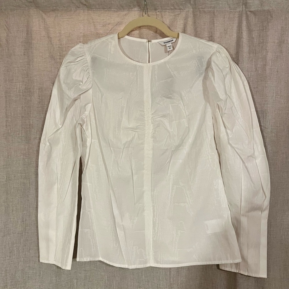 NWT Express White Puff Sleeve Blouse, Size S